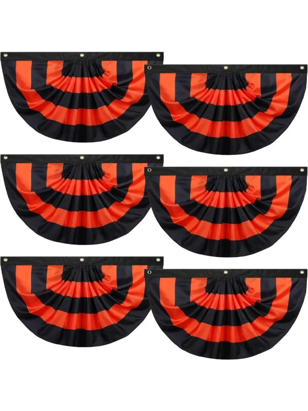 6 Pcs Halloween Flag Bunting - 3x6 ft Pleated Banner for Indoor/Outdoor Decor